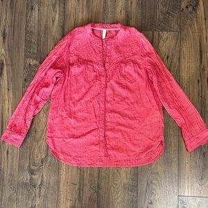 Pilcro by Anthropologie Bright Pink Button-Up Blouse